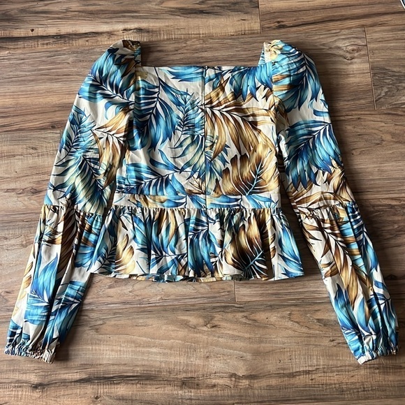 Autumn Adeigbo Catira Top Blue Palm Print Size 6 Ankara African NWT - Picture 13 of 15